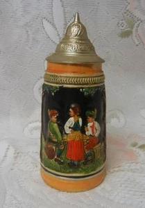 Taza de piedra de cerveza de colección con tapas alemanas - Imagen 1 de 1