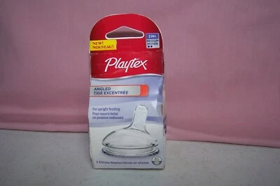 Playtex Silicone Nipples Angled for Upright Feeding 2 in NEW Pack 3 M+ Medium - Image 1 of 3
