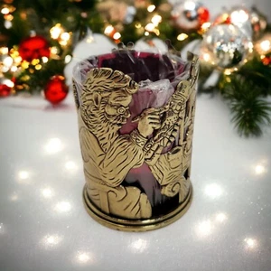 Vintage 1999 Brass Plated Christmas Votive Tealight Holder Home For the Holidays - Picture 1 of 6