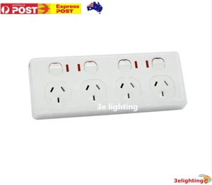 4 Gang Quad Double Pole GPO with NEON Indicator Outlet Power Point Socket Light - Picture 1 of 3