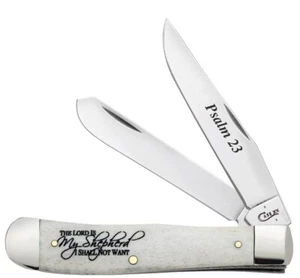 CASE XX 8795 PSALM 23 TRAPPER POCKET KNIFE SMOOTH NATURAL BONE STAINLESS 6254 SS - Picture 1 of 4