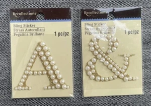 Lot of 2 NEW Recollections Bling Stickers Letter A Ampersand & Gold Pearls 2" - Picture 1 of 4