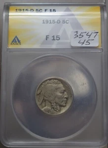 1915-D BUFFALO NICKEL ANACS F15 - Picture 1 of 6