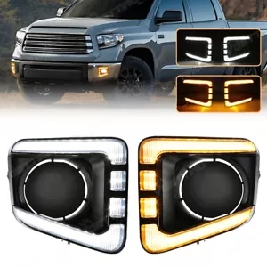 For Toyota Tundra 2014-2021 Front DRL LED Daytime Running Lamp Fog Light w/ Turn - Bild 1 von 8