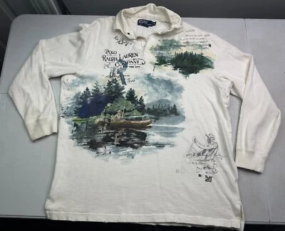Camisa Polo Pescadora De Colección POLO Por Ralph Lauren Para Hombres Rugby Manga Larga Blanca M Foto 1 de 4