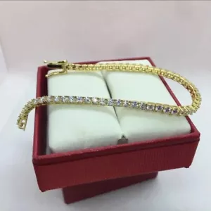 In 18k Yellow Gold 5.00CT Round Natural Diamond GH/VS-SI Women's Tennis Bracelet - Zdjęcie 1 z 10