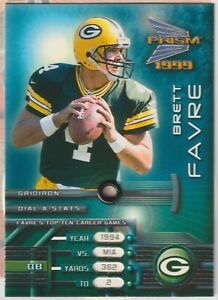 🏈RARE HALL OF FAME🏈1999 Prism Gridiron Dial-A-Stats BRETT FAVRE #5 💥MINT💥