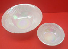 2 Vintage Federal Glass 8.5"  &  4-7/8" Bowls Iridescent White Pearl Moon Glow