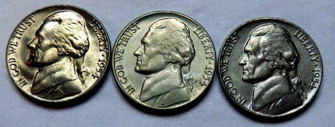 1954-P-D-S Jefferson Nickels__BU / MS Cover