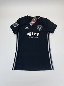 Adidas Sporting Kansas City Jersey Black MLS Ivy Investments KC Women Size SMALL