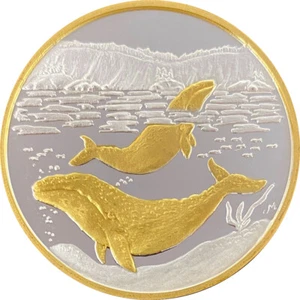Alaska Mint Grey Whale Medallion Silver Gold Medallion Proof 1 Oz. - Picture 1 of 2