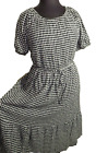 Lane Bryant Czarna teksturowana sukienka midi z krótkim rękawem Gingham -Kieszenie- Plus 26