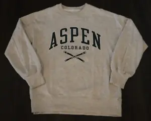 Abercrombie & Fitch Aspen Colorado Crewneck Womens Sweatshirt XS Xtra Small Grey - Picture 1 of 6