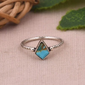 Kite Shape Kingman Turquoise Ring 925 Sterling Silver Engagement Gift For Her - Picture 1 of 9