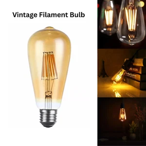 E27 ST64 Vintage Filamento 8W Bombilla LED Retro Edison Bombilla Luz Decorativa Reino Unido - Imagen 1 de 14