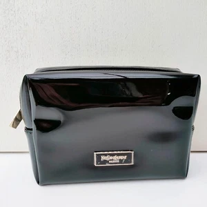 YSL Beauty Black Faux Patent Leather Makeup Cosmetic Bag, Travel Toiletry Pouch - Picture 1 of 9