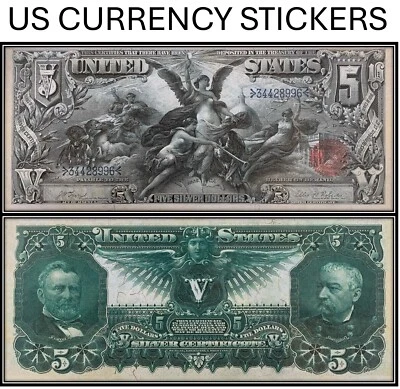 $5 Five Dollar 1896 Silver Certificate (US CURRENCY STICKERS) - Image 1 of 4