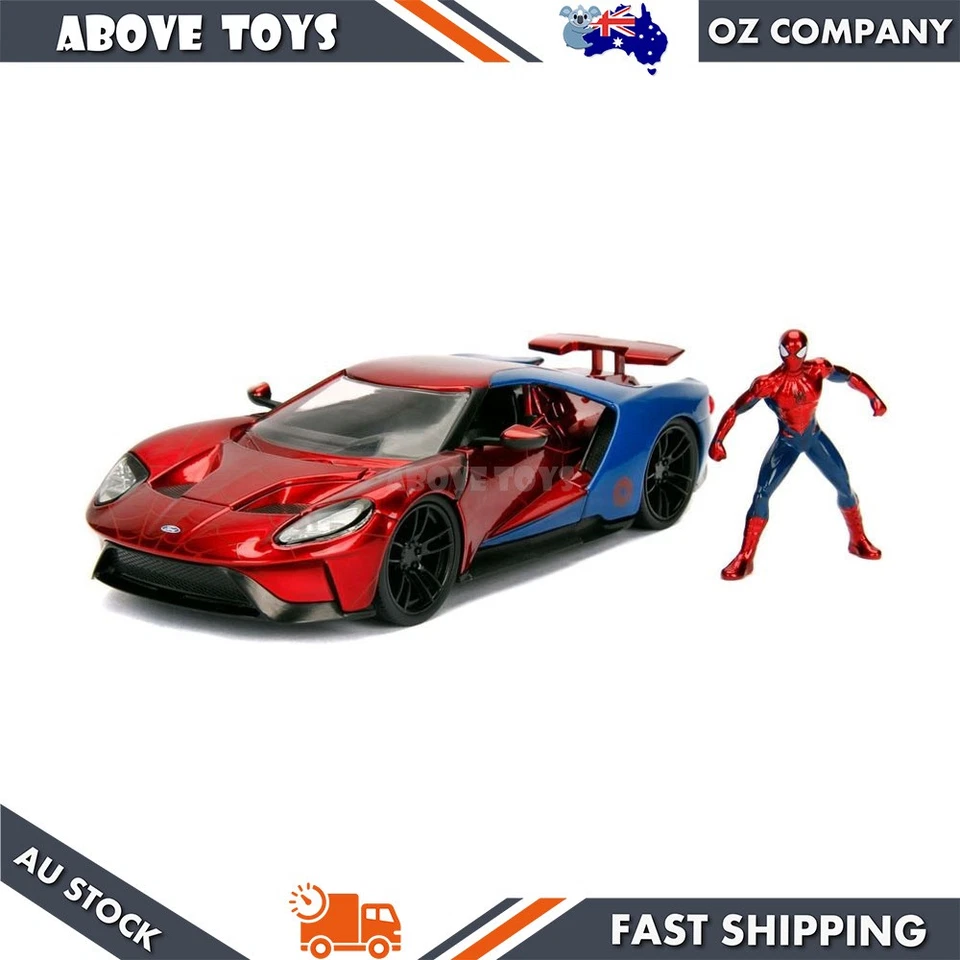 Jada 1:24 Scale Marvel 2017 Ford GT Diecast Car With SpiderMan Figure Model - Image 1 of 1