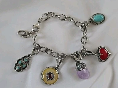 Carolyn Pollack 925 纯银 8 英寸手链 5 珠宝增强饰品 — 第 1/4 张图片