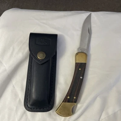 Buck 110 USA Folding Hunter Knife! 2016 Year With Black Leather Sheath! - Image 1 of 4