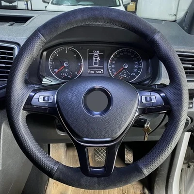 Cubierta de volante Alcantara cuero real para VOLKSWAGEN VW TOUAREG 2018-20 A Foto 1 de 4