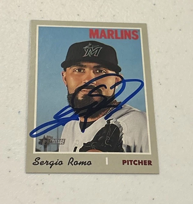 Sergio Romo Signed 2019 Topps Heritage In Person Auto Miami Marlins - Image 1 of 1