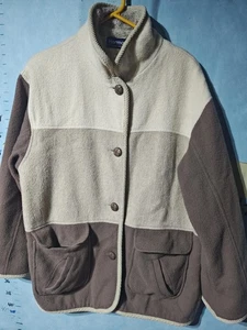 Herman Kay Jacke Damen 12 creme braun Colorblock Fleece Knopfleiste Taschen - Bild 1 von 10