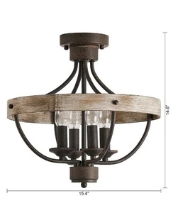 Parrot Uncle 4 -Light 15.4-in Distressed Bronze Semi Flush Mount Light - Picture 1 of 4