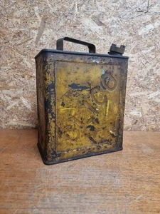 Vintage Glico Petrol Fuel Oil Can Tin With Pratts Brass Cap Lid 1930 - Picture 1 of 10