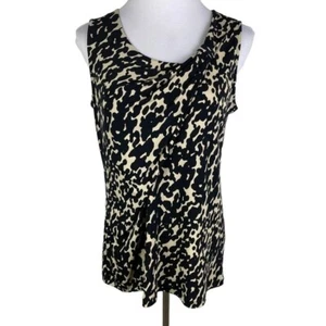 Dana Buchman Signature Animal Prink Silky Blouse Women's Medium Tan Black - Picture 1 of 8