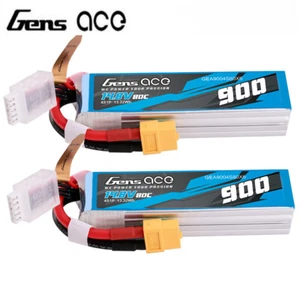 2x Gens Ace 900mAh 80C 14,8V 4S Lipo Akku XT60 für RC eFlite Mini Konvergenz - Bild 1 von 6