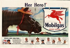 1941 Mobil Mobilgas Flying Red Horse Norman Rockwell centerfold Vintage Print Ad - Picture 1 of 1