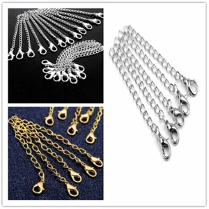 10pc Silver Gold DIY Necklace Extender Extension Chain 75mm / 3" with Clasp Hook - Picture 1 of 7