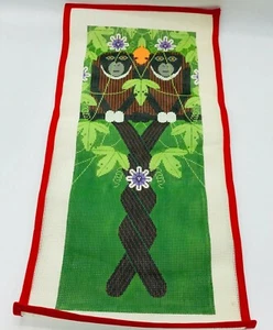 Hand Painted Needlepoint Pattern Heart Monkeys In Love Twisted Tail Tropical Fun - Picture 1 of 8