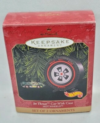 1999 HALLMARK HOT WHEELS KEEPSAKE ORNAMENT / JET THREAT CAR WITH CASE   - Imagem 1 de 4
