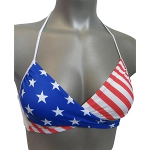 Victoria's Secret PINK USA Flag Knotted Body Wrap Halter Swim Top XS - Picture 1 of 2