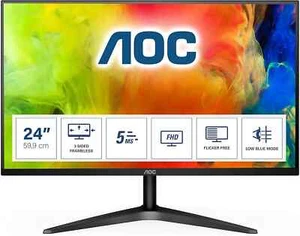 AOC 24B1H 24" FHD LED 1920x1080 Monitor 60Hz MVA 5ms Ultra Sottile - Nero N - Foto 1 di 5