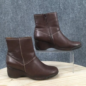 Nurture Boots Womens 7.5M Ankle Bootie Brown Side Zip Comfort Casual Block Heels - Picture 1 of 16