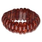 Chunky Rich Red Faux Amber Oval Link Lucite Acrylic Resin Beads Stretch Bracelet