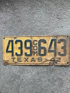 1942 Texas Truck License Plate - 439 643 - Rustic - Picture 1 of 2
