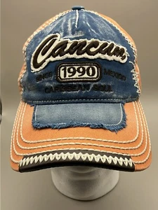 Cancun Hat Cap "Caribbean Soul" Blue Orange Stitch Pier 27 Strap back Adult OSFM - Picture 1 of 8