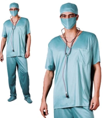 Mens ER Surgeon Hospital Doctor Scrubs Outfit Party Fancy Dress Costume New - Image 1 of 2