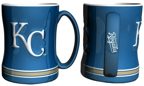 Kansas City Royals 15oz Sculpted Relief Coffee Mug [NEW] MLB Tea Cup Hot Ceramic Cover