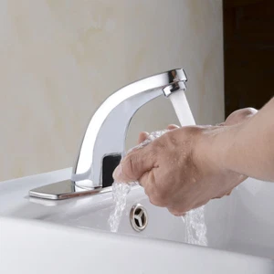 Automatic Hands Touch Free Sensor Mixer Faucet Bathroom Sink Water Tap - Picture 1 of 7