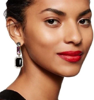 Amazing Kate Spade Art Deco Gem Linear Black Multi Gold Chandelier Earrings - Image 1 of 4