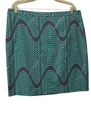 HALOGEN Black Green Straight Stretch Golf Lined Skirt - Size 16 NWOT Pockets - Image 1 of 4