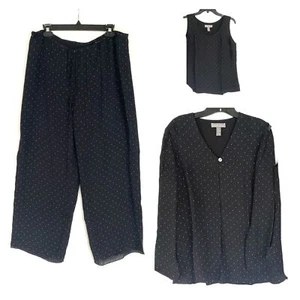 Kate Hill for Lord and Taylor 100% silk 3 piece set size M Tank Pants And Jacket - Picture 1 of 9