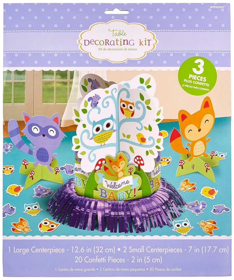 Woodland Welcome Animal Critter Cute Baby Shower Party Table Decorating Kit - Изображение 1 из 1