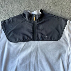 Nike Sweater Mens Medium White Black 1/2 Zip Pull Over Athleisure Train - Picture 1 of 13