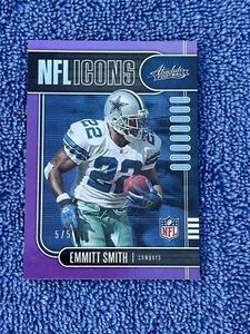 Panini Absolute Emmitt Smith 2019 Iconos de la NFL púrpura paralelo vaqueros 5/5 - Imagen 1 de 2